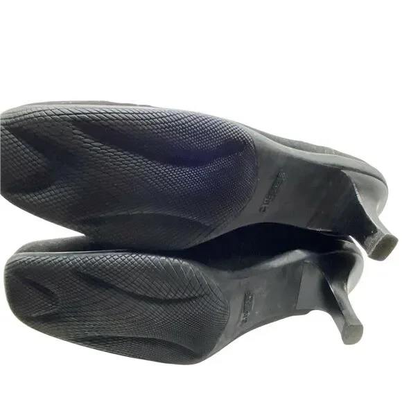 Kitten Heel Boots Vintage La Canadienne Women's Black Suede Square Toe sz 10 M - Picture 5 of 16